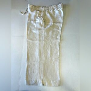 Calvin Klein Womens Capri Pants Beige Size M Linen (small Stain See Pics)